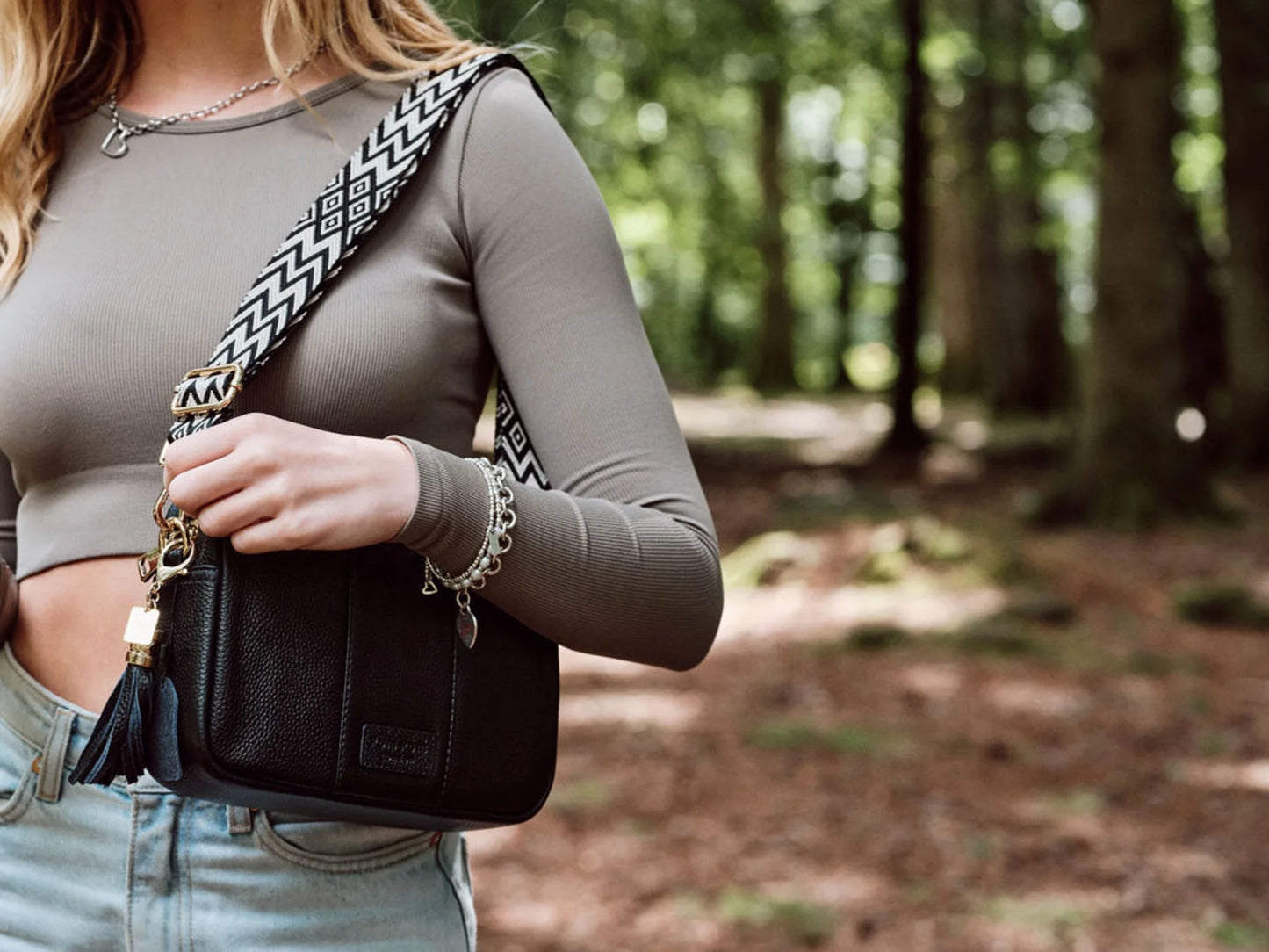 Strap Black & Stone Zig Zag